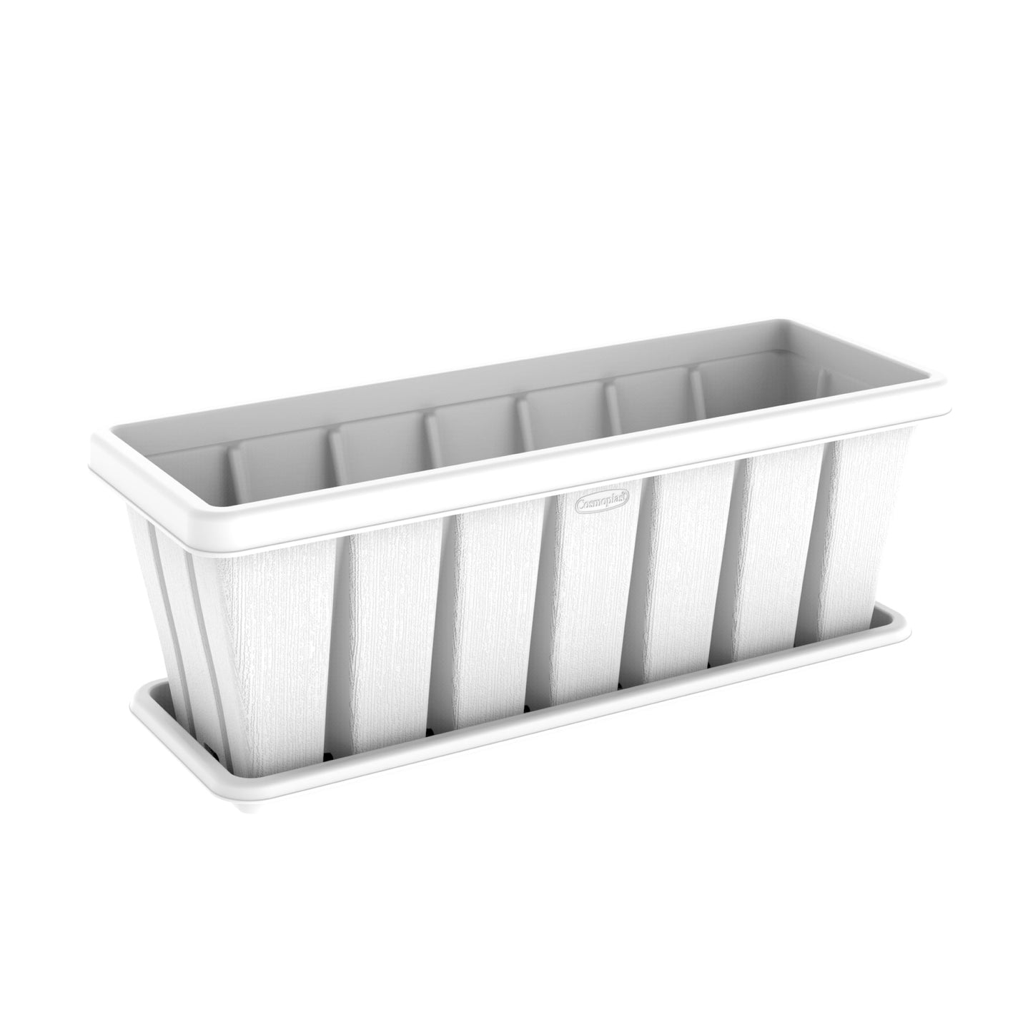 30" Cedargrain Rectangular Planter with Tray - Cosmoplast Kuwait