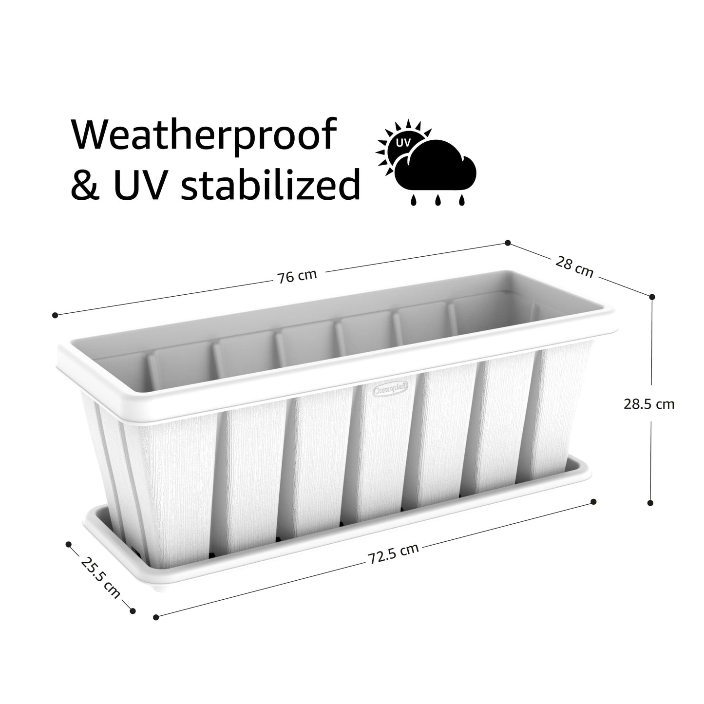 30" Cedargrain Rectangular Planter with Tray - Cosmoplast Kuwait
