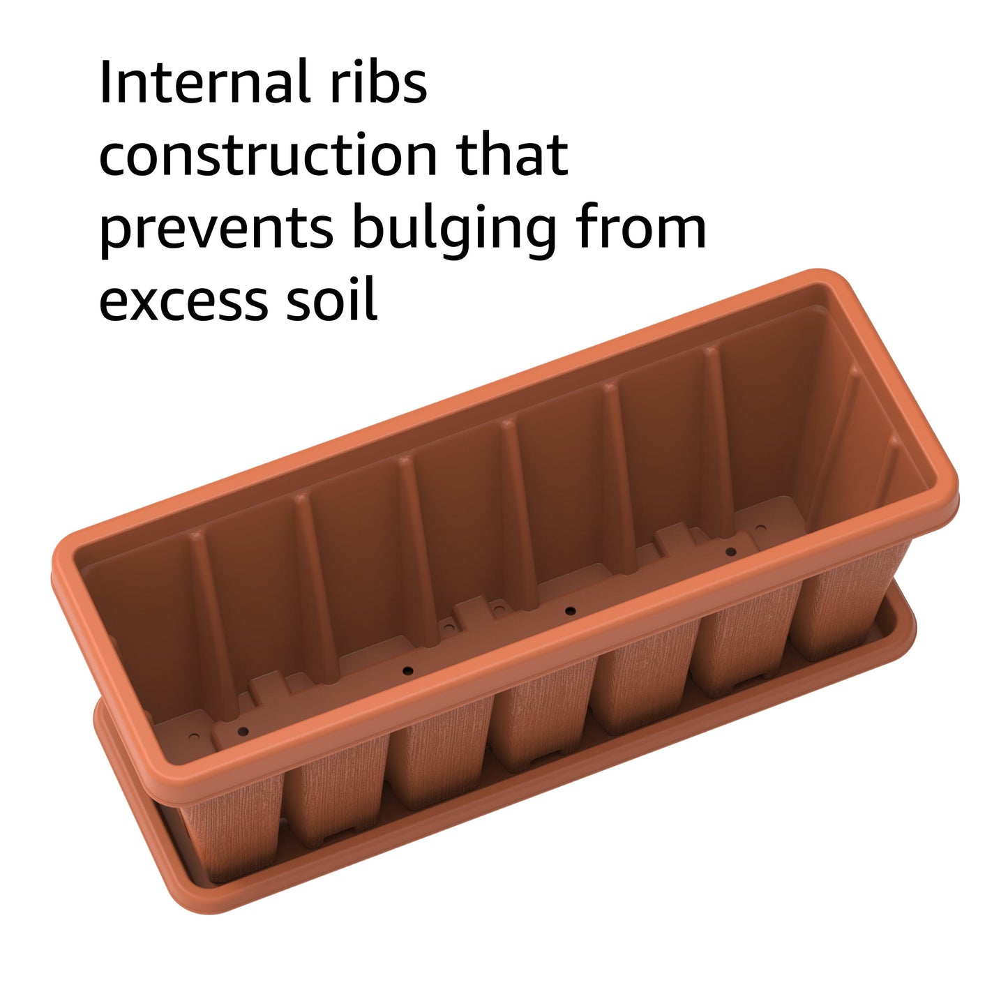 30" Cedargrain Rectangular Planter with Tray - Cosmoplast Kuwait