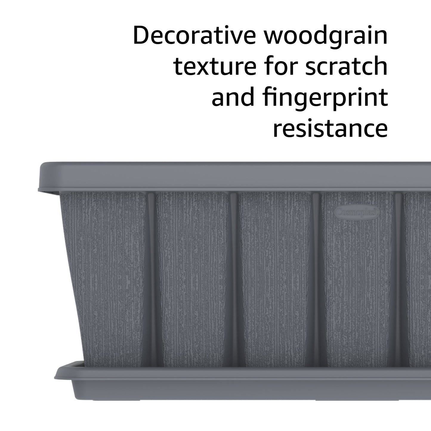 30" Cedargrain Rectangular Planter with Tray - Cosmoplast Kuwait