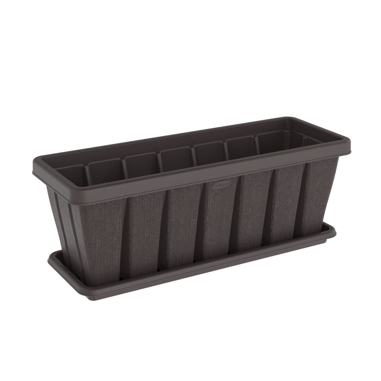 30" Cedargrain Rectangular Planter with Tray - Cosmoplast Kuwait