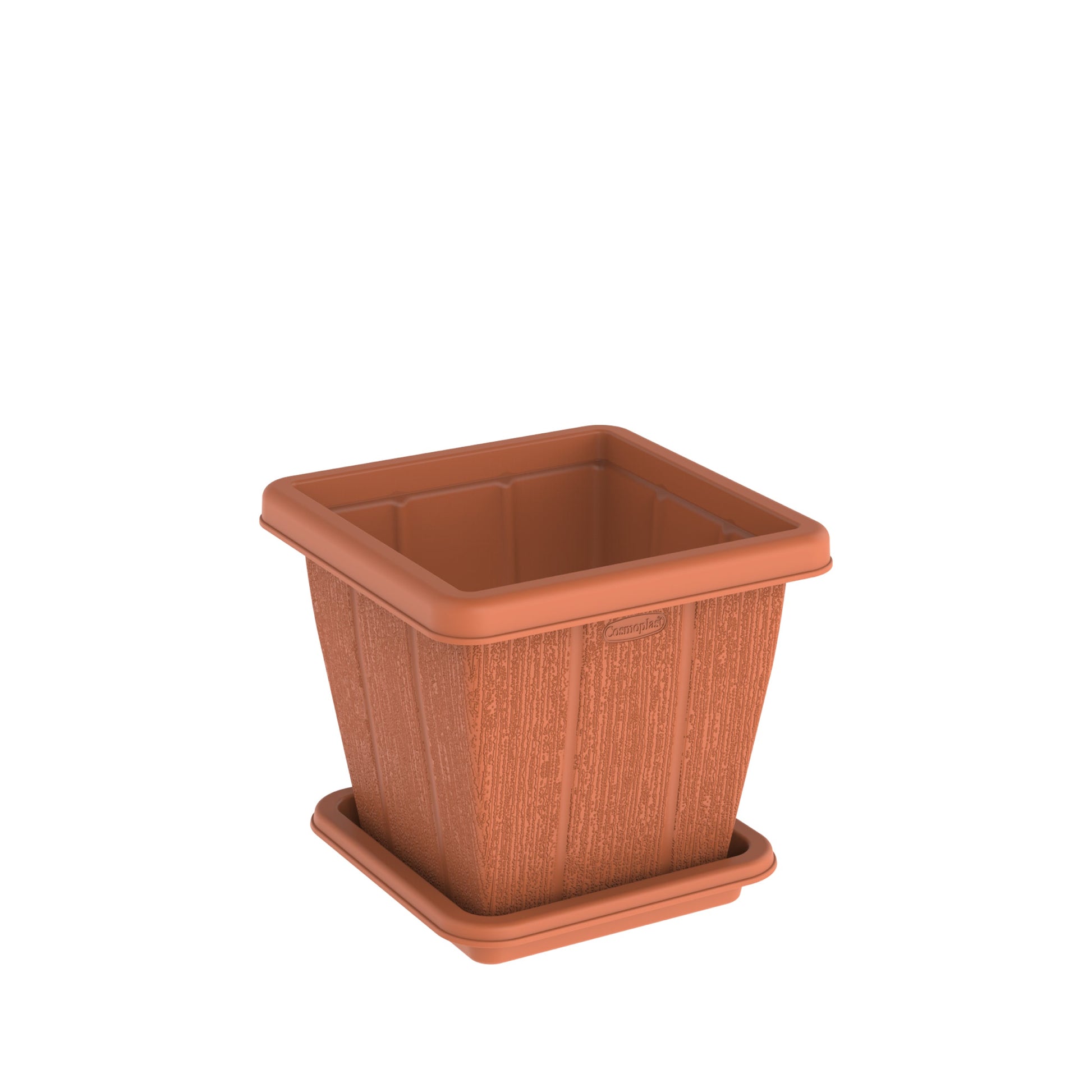 10L Cedargrain Square Planter with Tray - Cosmoplast Kuwait