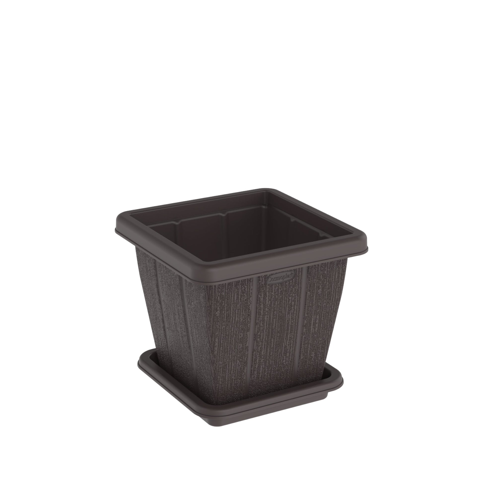 10L Cedargrain Square Planter with Tray - Cosmoplast Kuwait