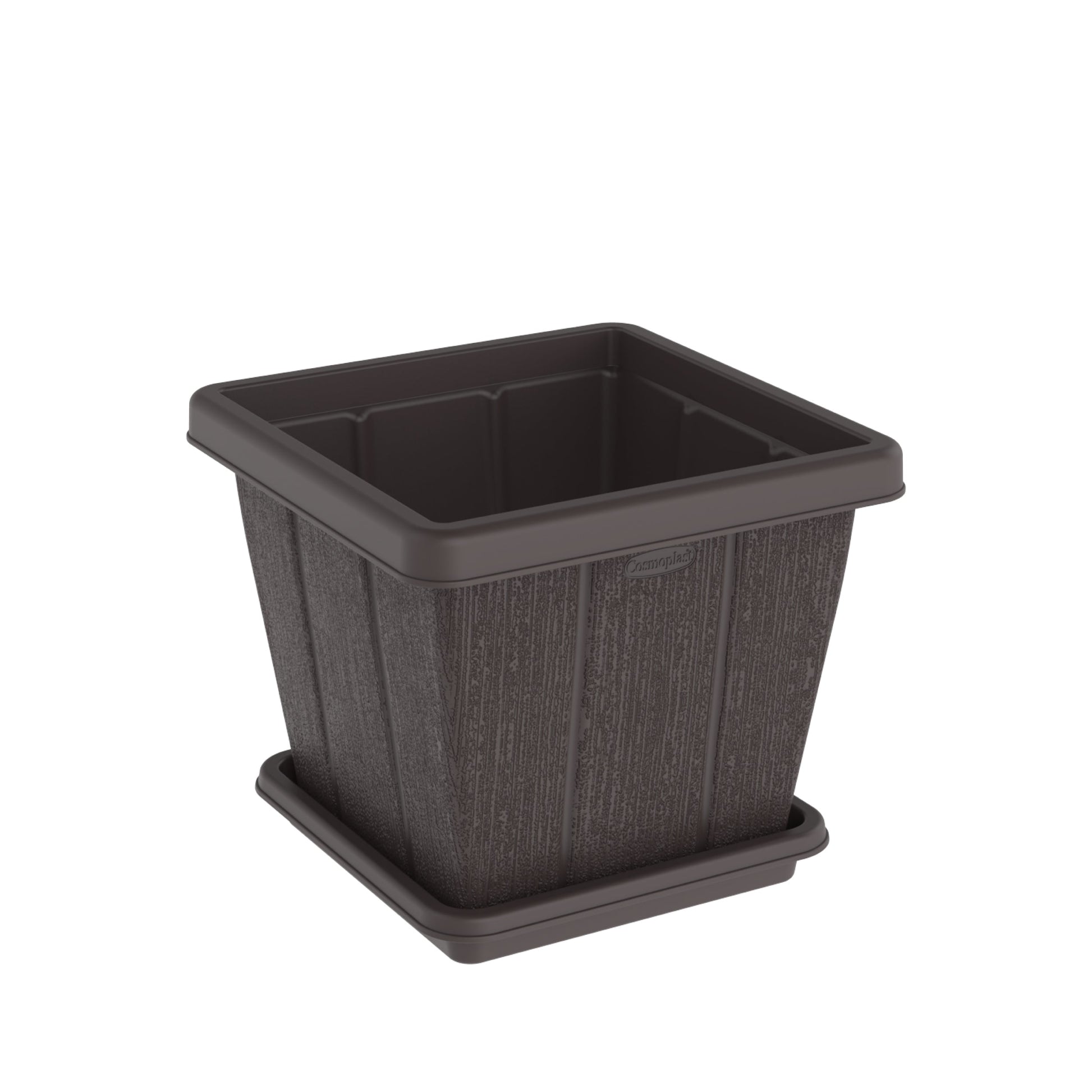 20L Cedargrain Square Planter with Tray - Cosmoplast Kuwait