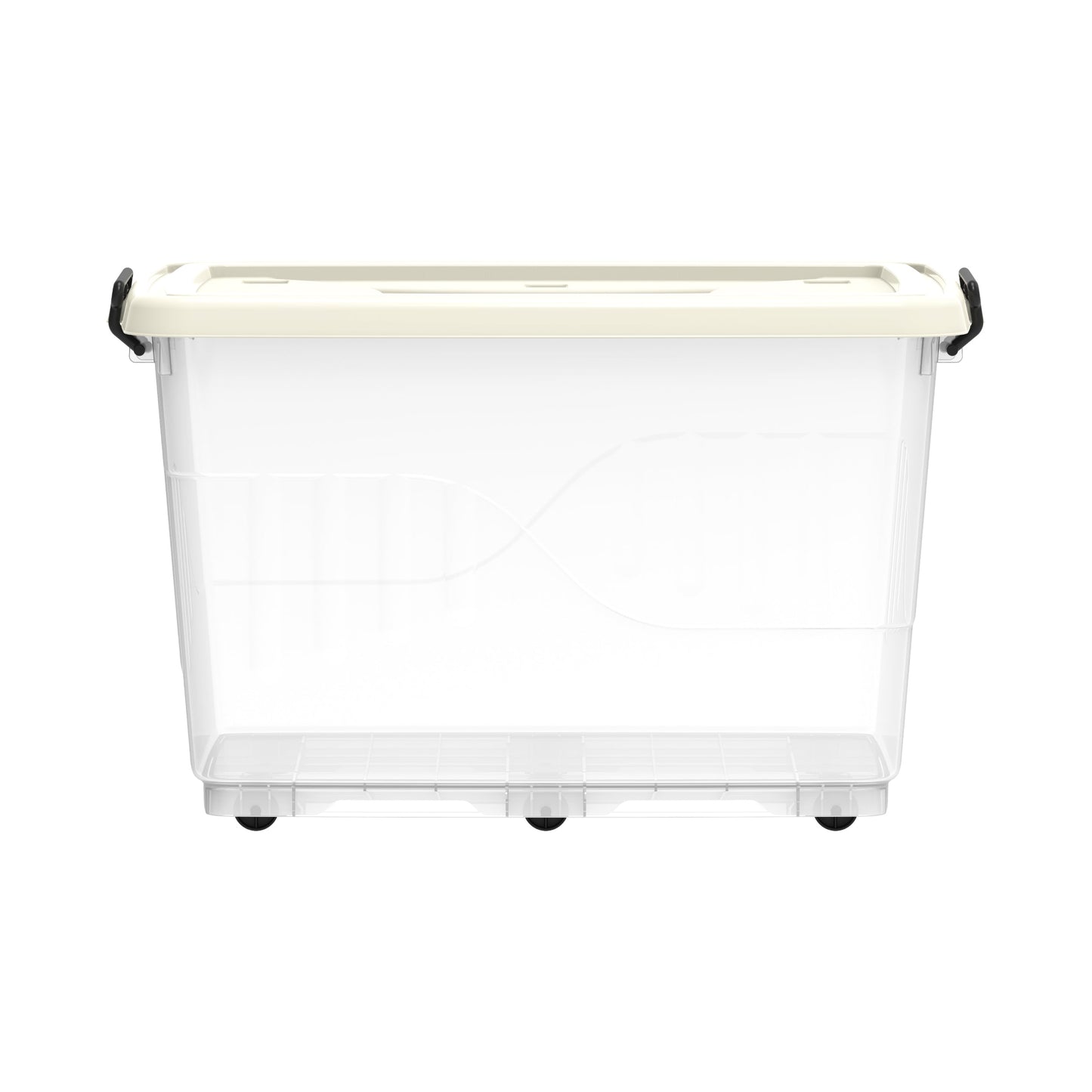 132L Clear Plastic Storage Box with Wheels & Lockable Lid - Cosmoplast Kuwait