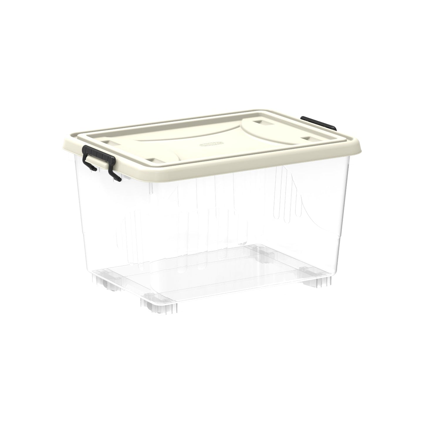 55L Clear Plastic Storage Box with Wheels & Lockable Lid - Cosmoplast Kuwait