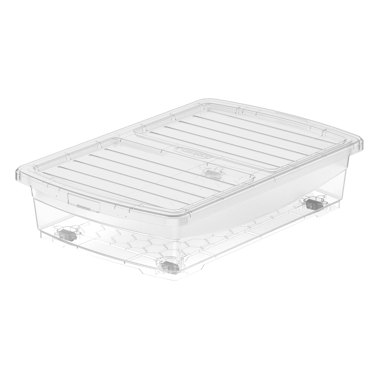 25L Clear Plastic Underbed Storage Box with Wheels & Lockable Lid - Cosmoplast Kuwait