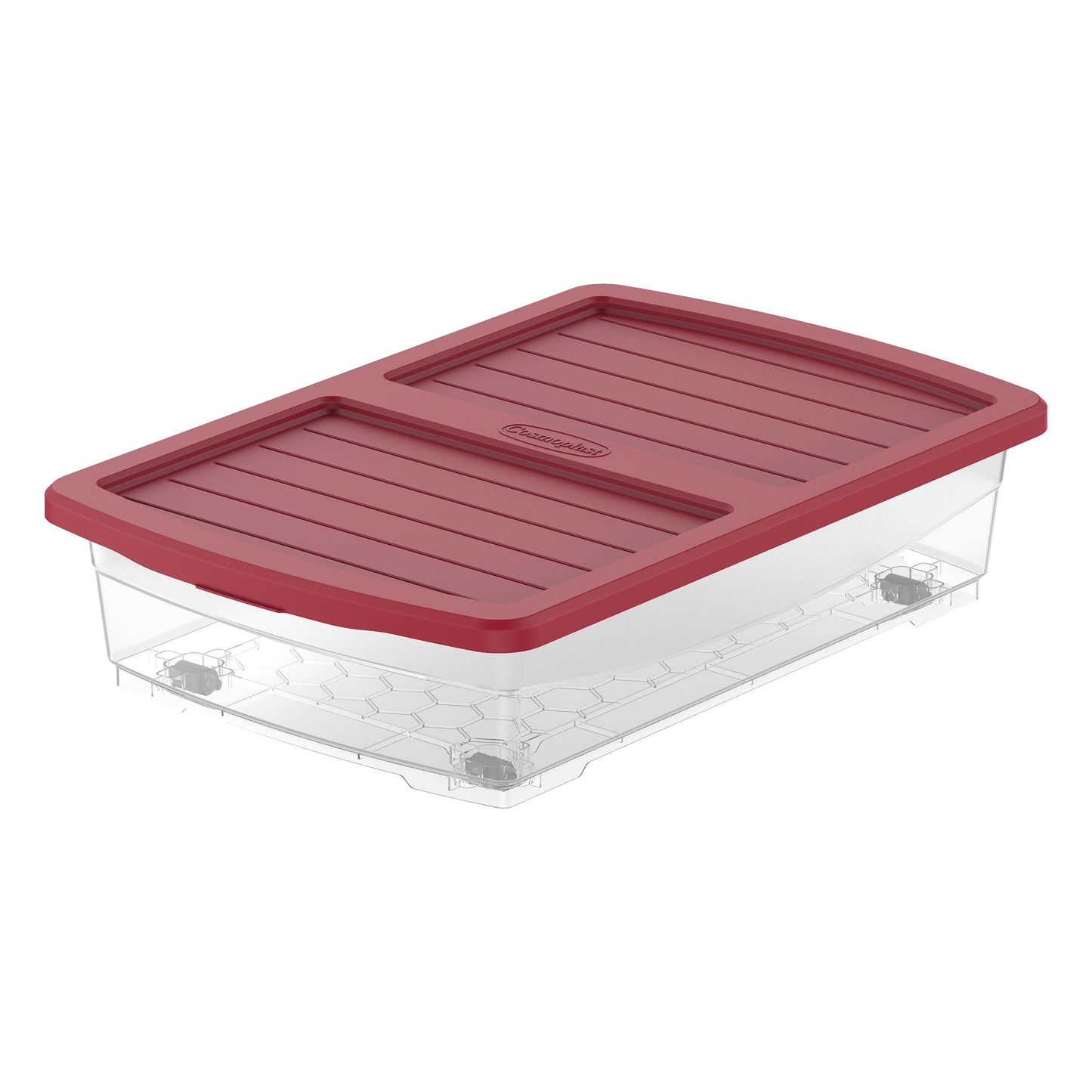 25L Clear Plastic Underbed Storage Box with Wheels & Lockable Lid - Cosmoplast Kuwait