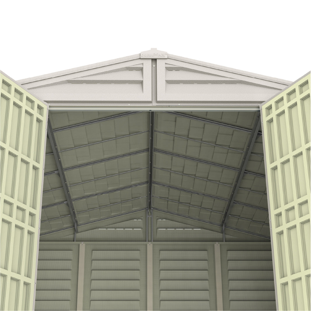 WoodBridge 10.5x10.5ft (324.8x326x233.2 cm) Resin Garden Storage Shed - Cosmoplast Kuwait