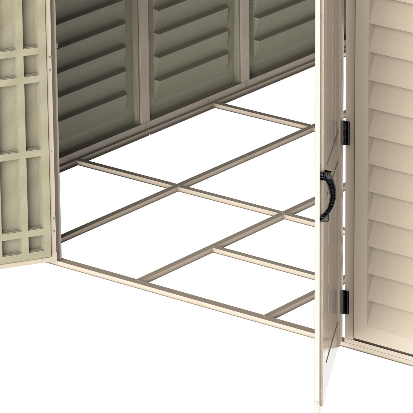 WoodBridge 10.5x13ft (324.8x405xH 233.2 cm) Resin Garden Storage Shed - Cosmoplast Kuwait
