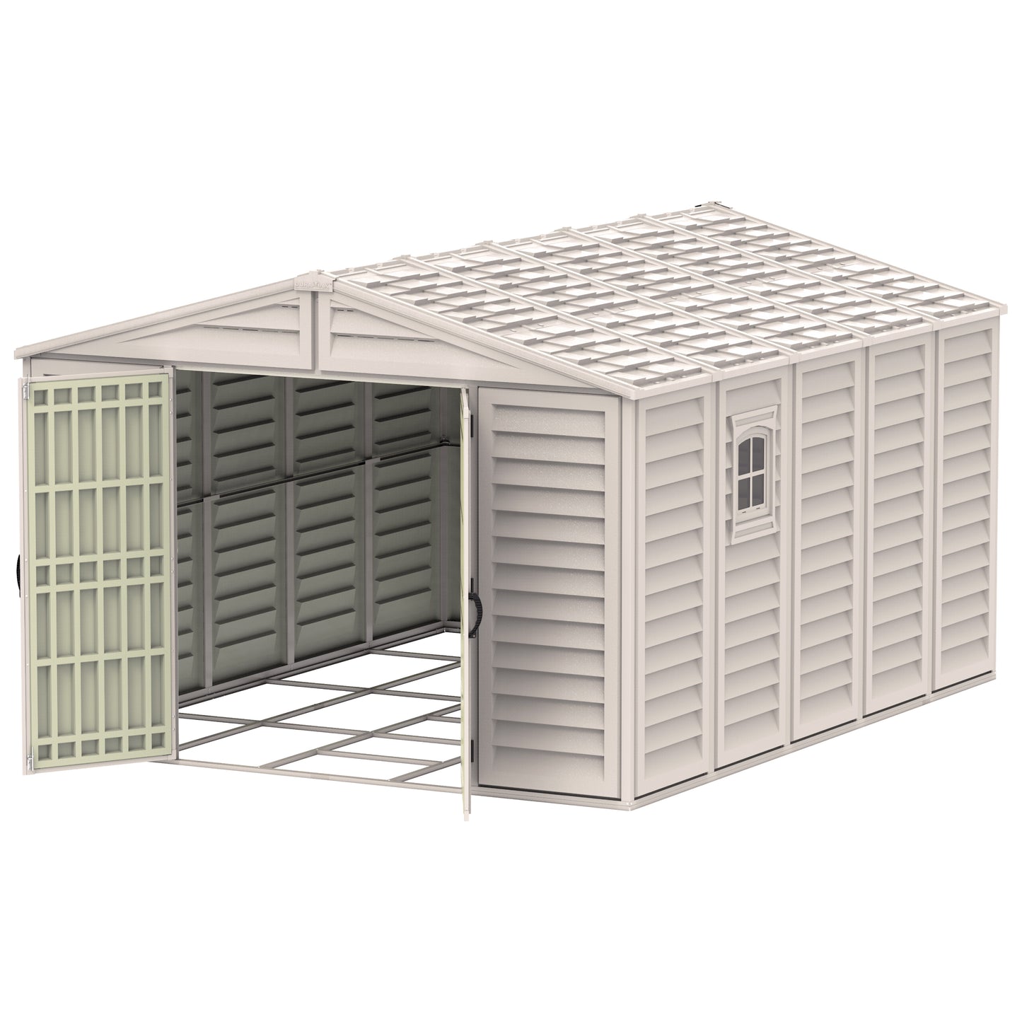 WoodBridge 10.5x13ft (324.8x405xH 233.2 cm) Resin Garden Storage Shed - Cosmoplast Kuwait