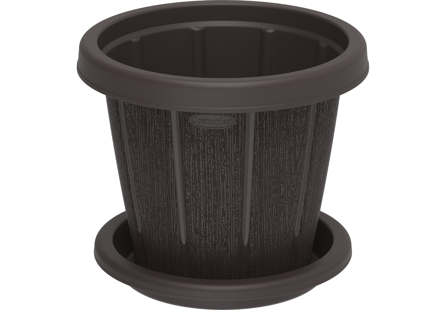 Cedargrain 8" Flowerpot with Tray - Cosmoplast Kuwait