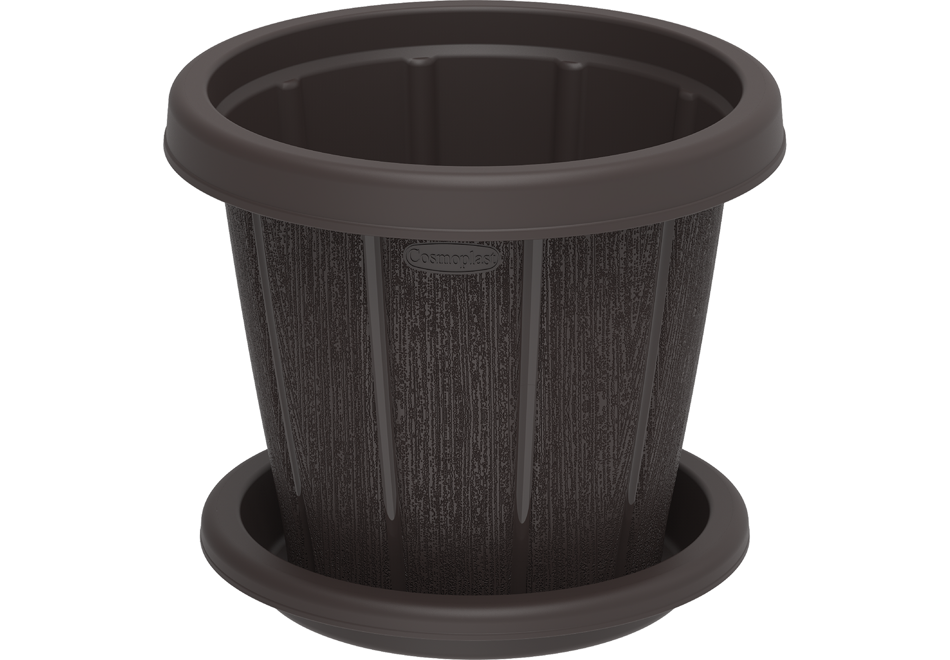 Cedargrain 8" Flowerpot with Tray - Cosmoplast Kuwait