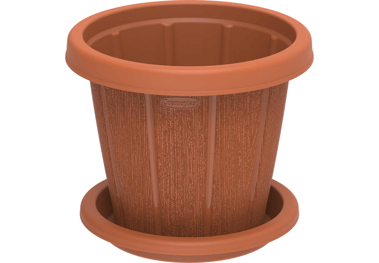 Cedargrain 8" Flowerpot with Tray - Cosmoplast Kuwait