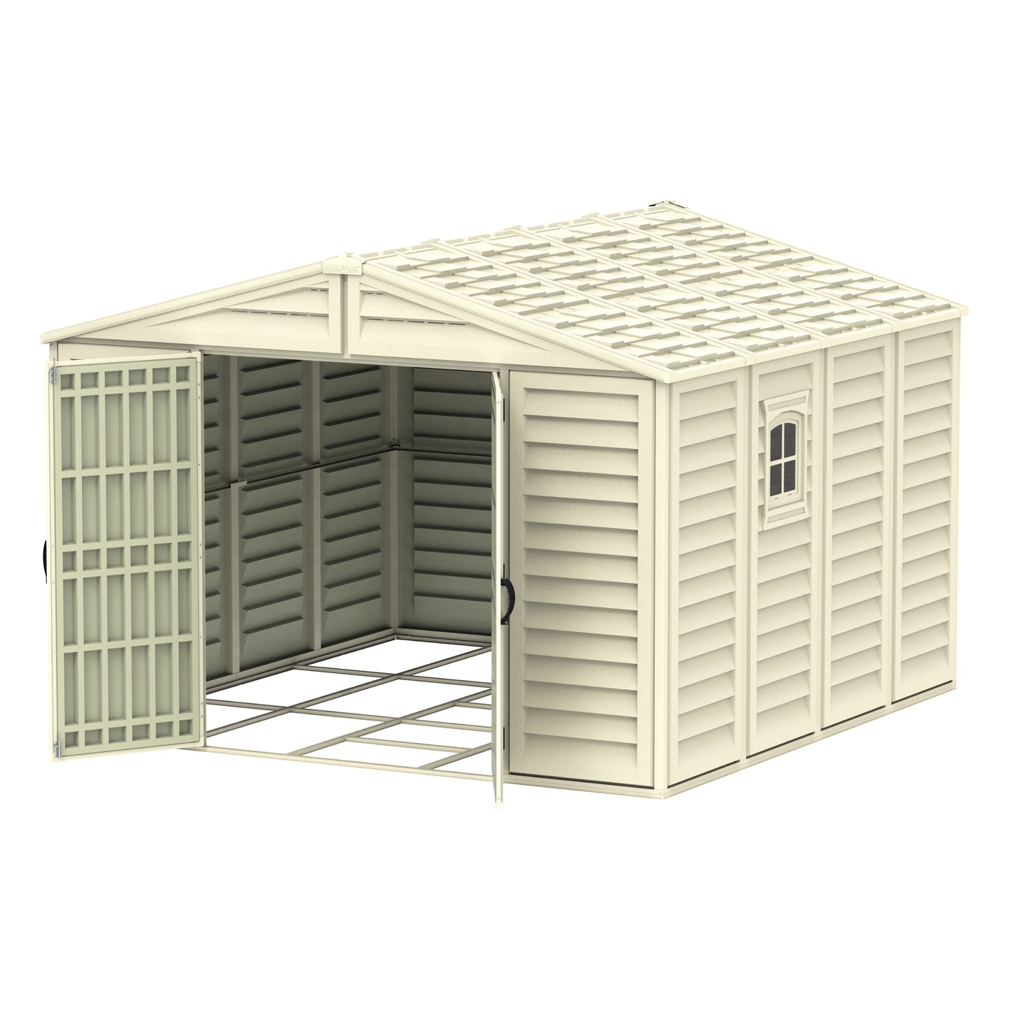 WoodBridge 10.5x10.5ft (324.8x326x233.2 cm) Resin Garden Storage Shed - Cosmoplast Kuwait