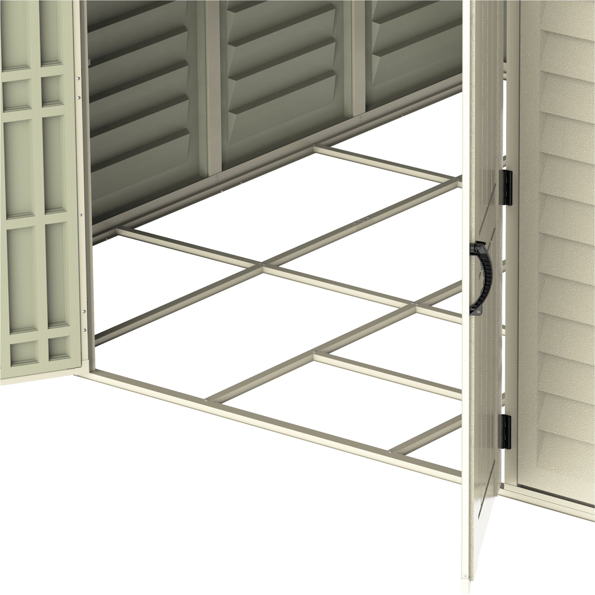 WoodBridge 10.5x10.5ft (324.8x326x233.2 cm) Resin Garden Storage Shed - Cosmoplast Kuwait