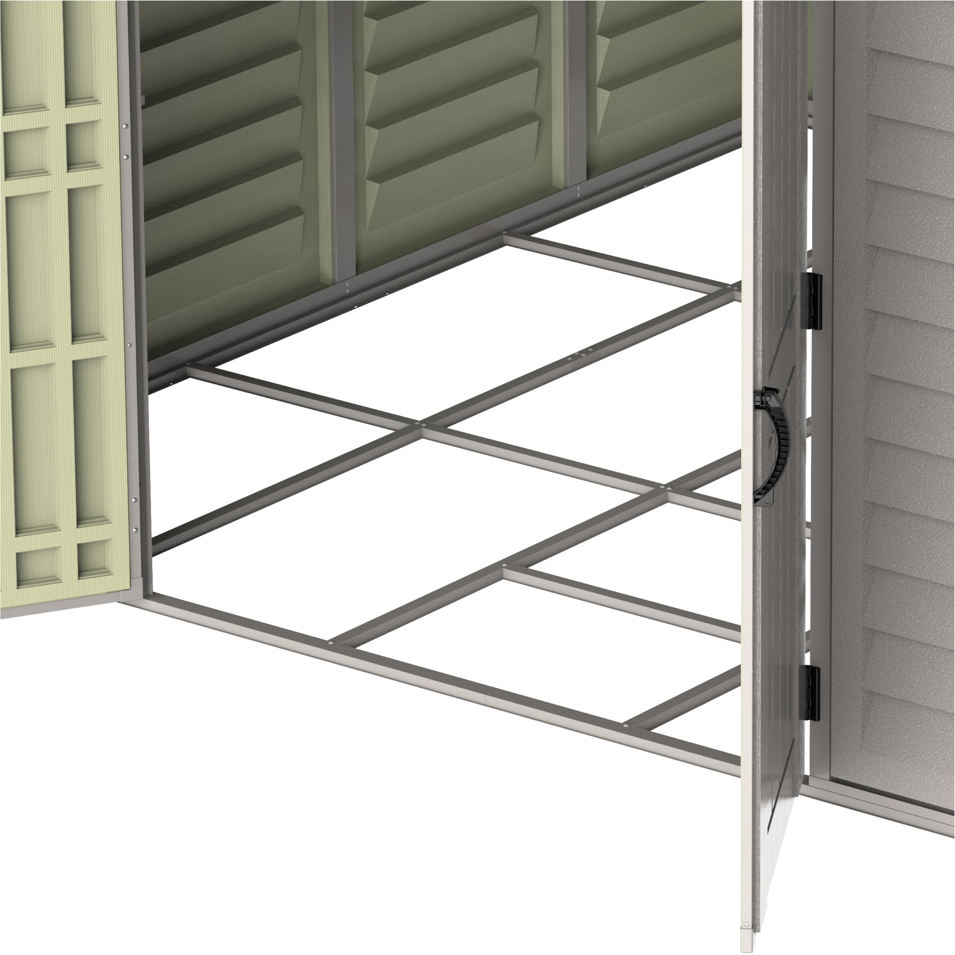 WoodBridge 10.5x10.5ft (324.8x326x233.2 cm) Resin Garden Storage Shed - Cosmoplast Kuwait