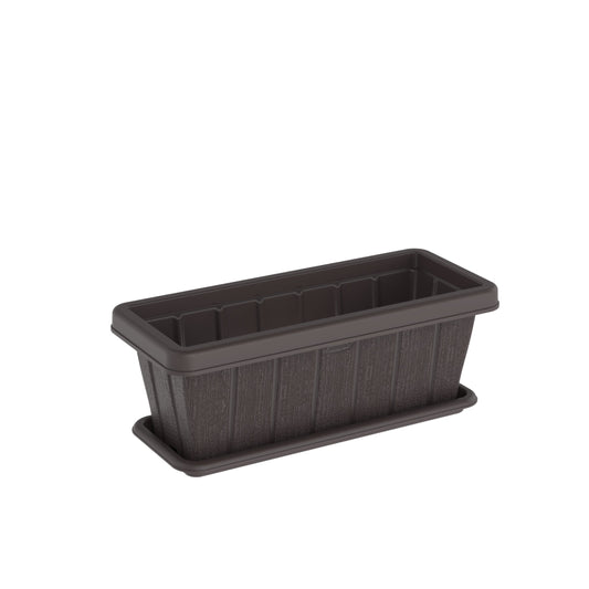 18" Cedargrain Rectangular Planter with Tray - Cosmoplast Kuwait