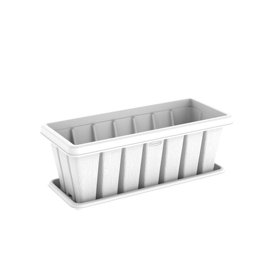 24" Cedargrain Rectangular Planter with Tray - Cosmoplast Kuwait