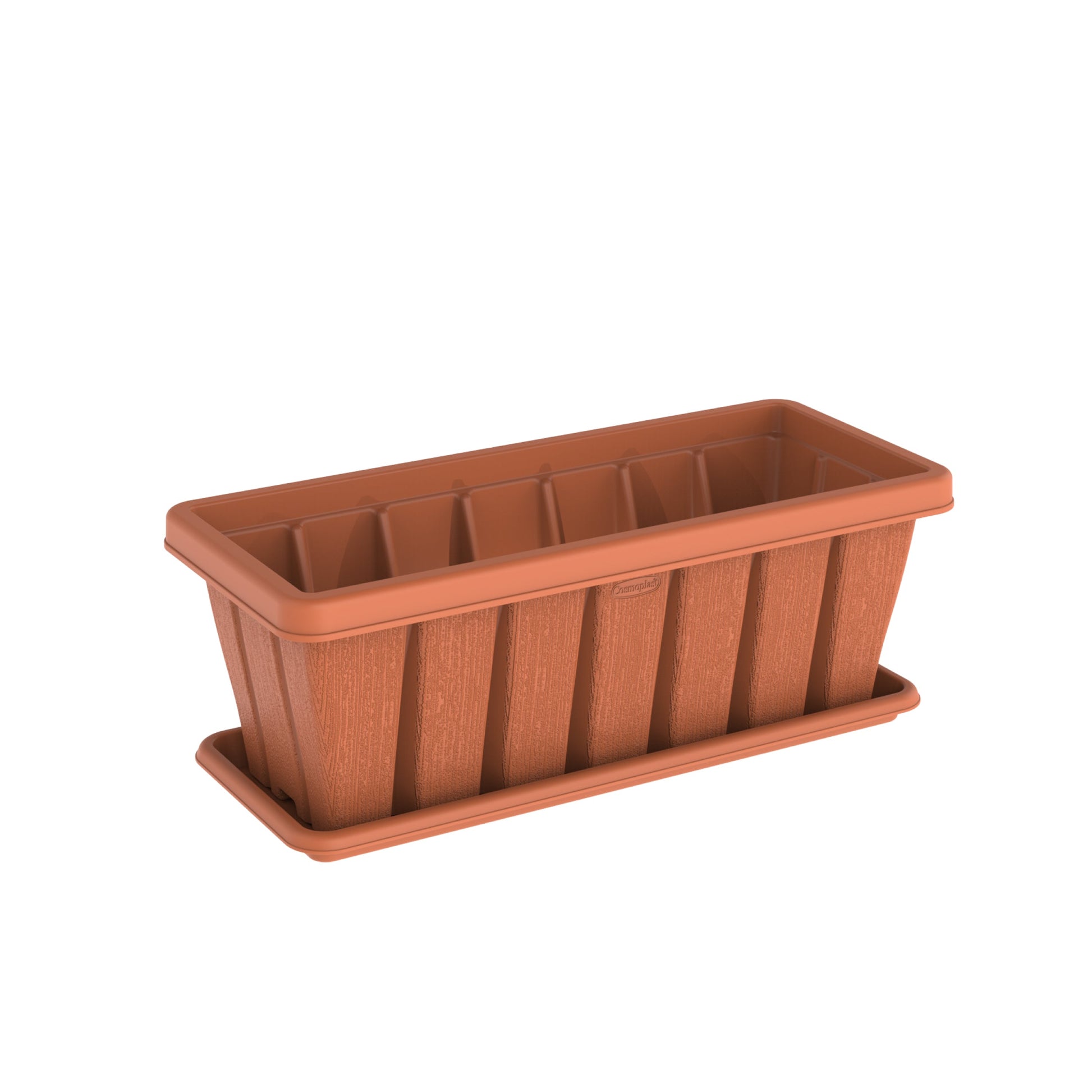 24" Cedargrain Rectangular Planter with Tray - Cosmoplast Kuwait