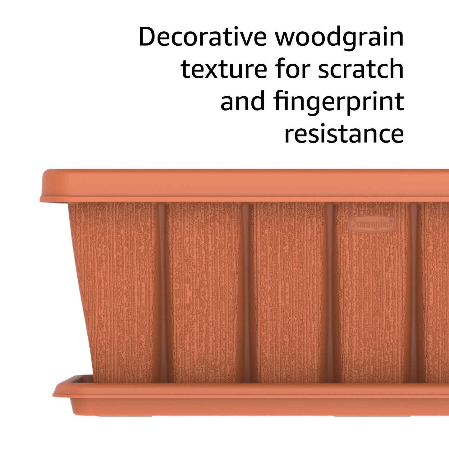 24" Cedargrain Rectangular Planter with Tray - Cosmoplast Kuwait