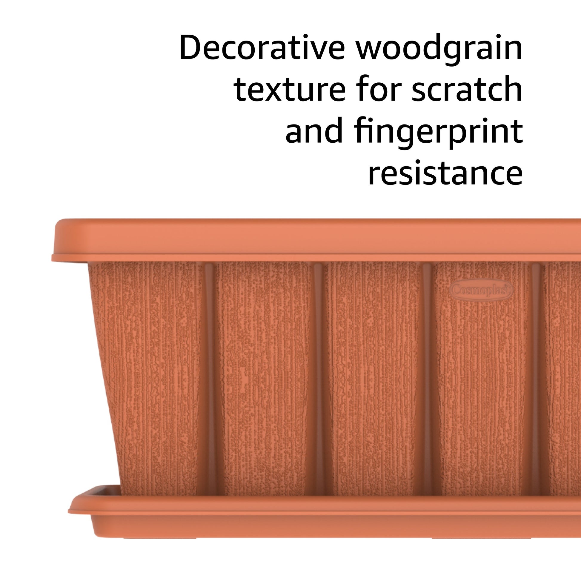 24" Cedargrain Rectangular Planter with Tray - Cosmoplast Kuwait