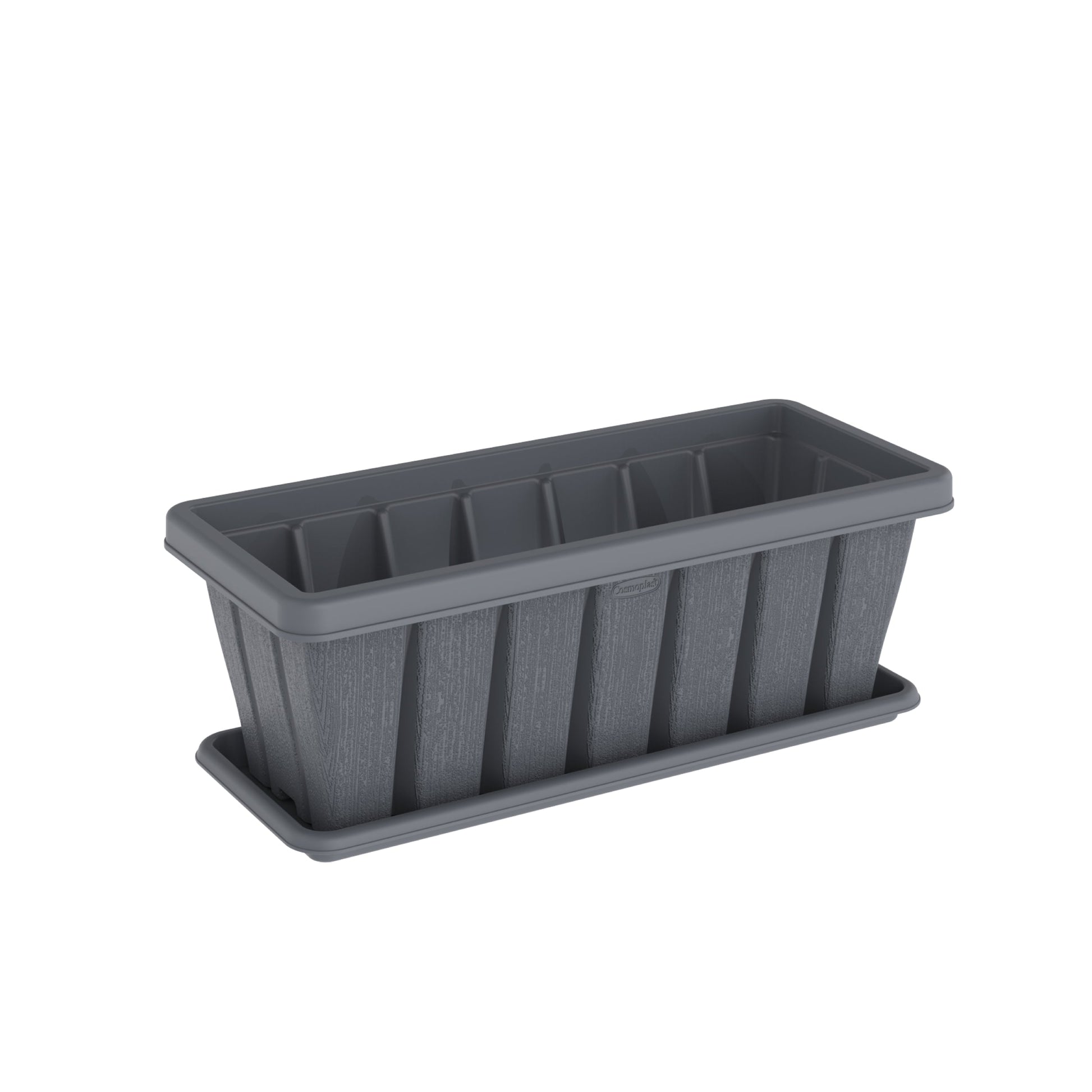 24" Cedargrain Rectangular Planter with Tray - Cosmoplast Kuwait