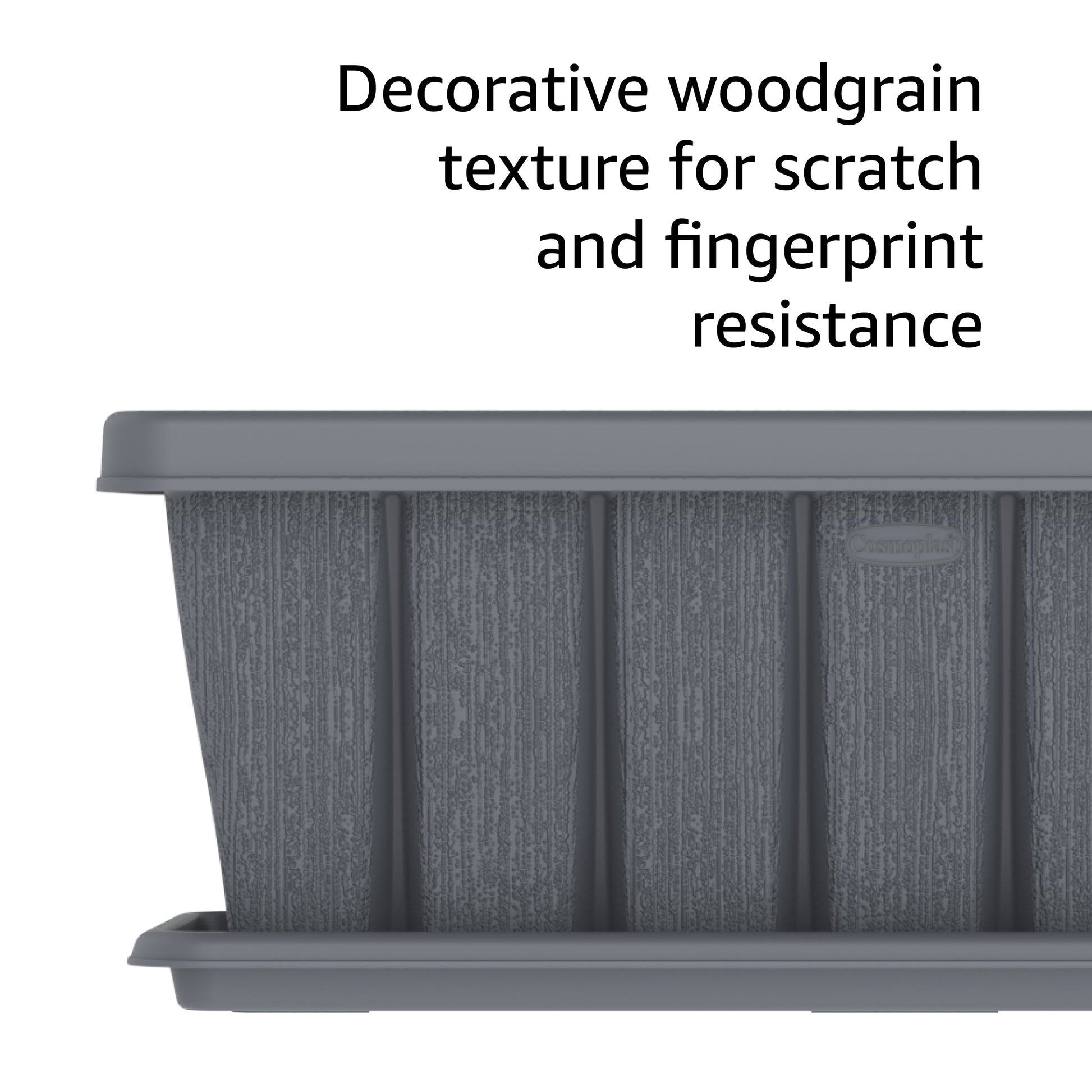 24" Cedargrain Rectangular Planter with Tray - Cosmoplast Kuwait