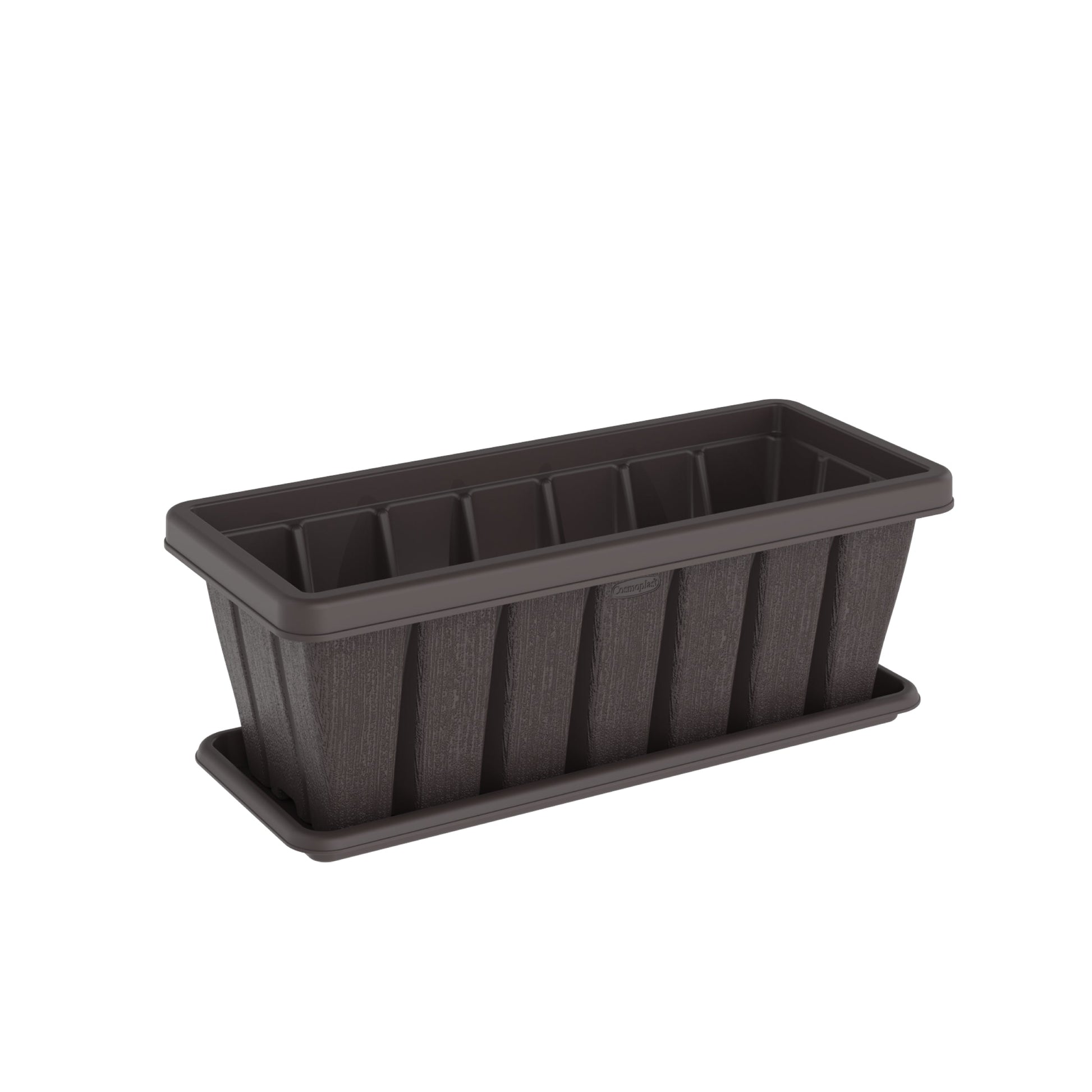 24" Cedargrain Rectangular Planter with Tray - Cosmoplast Kuwait