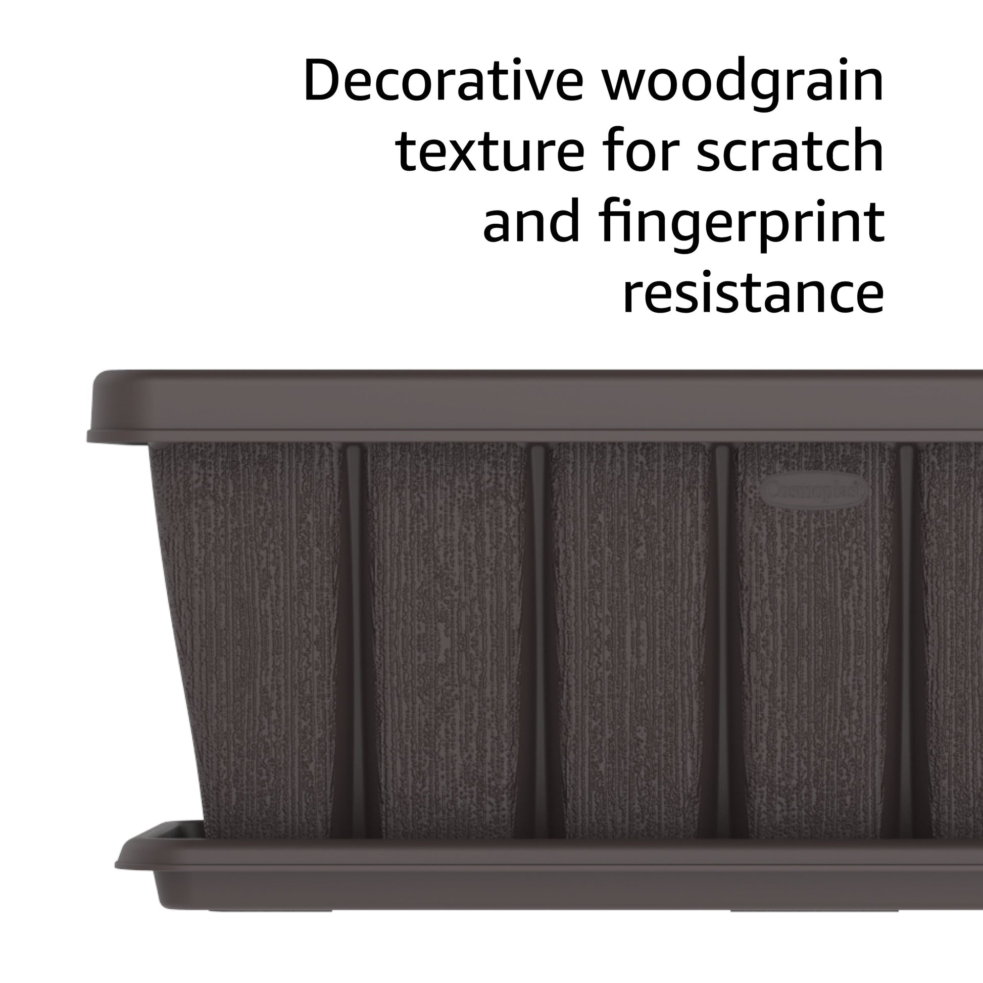 24" Cedargrain Rectangular Planter with Tray - Cosmoplast Kuwait