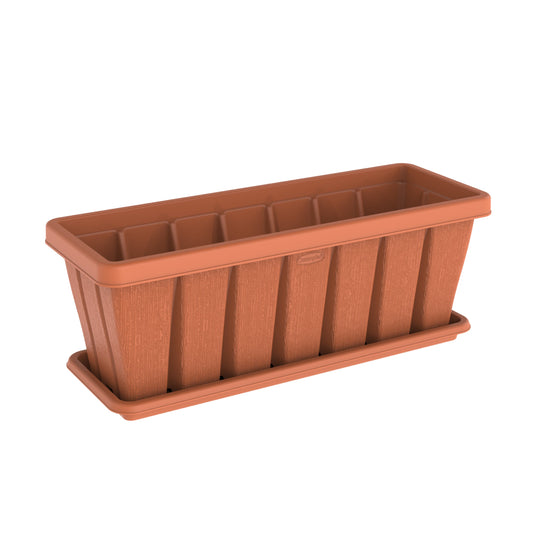 30" Cedargrain Rectangular Planter with Tray - Cosmoplast Kuwait