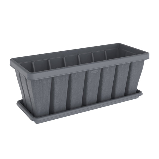 36" Cedargrain Rectangular Planter with Tray - Cosmoplast Kuwait