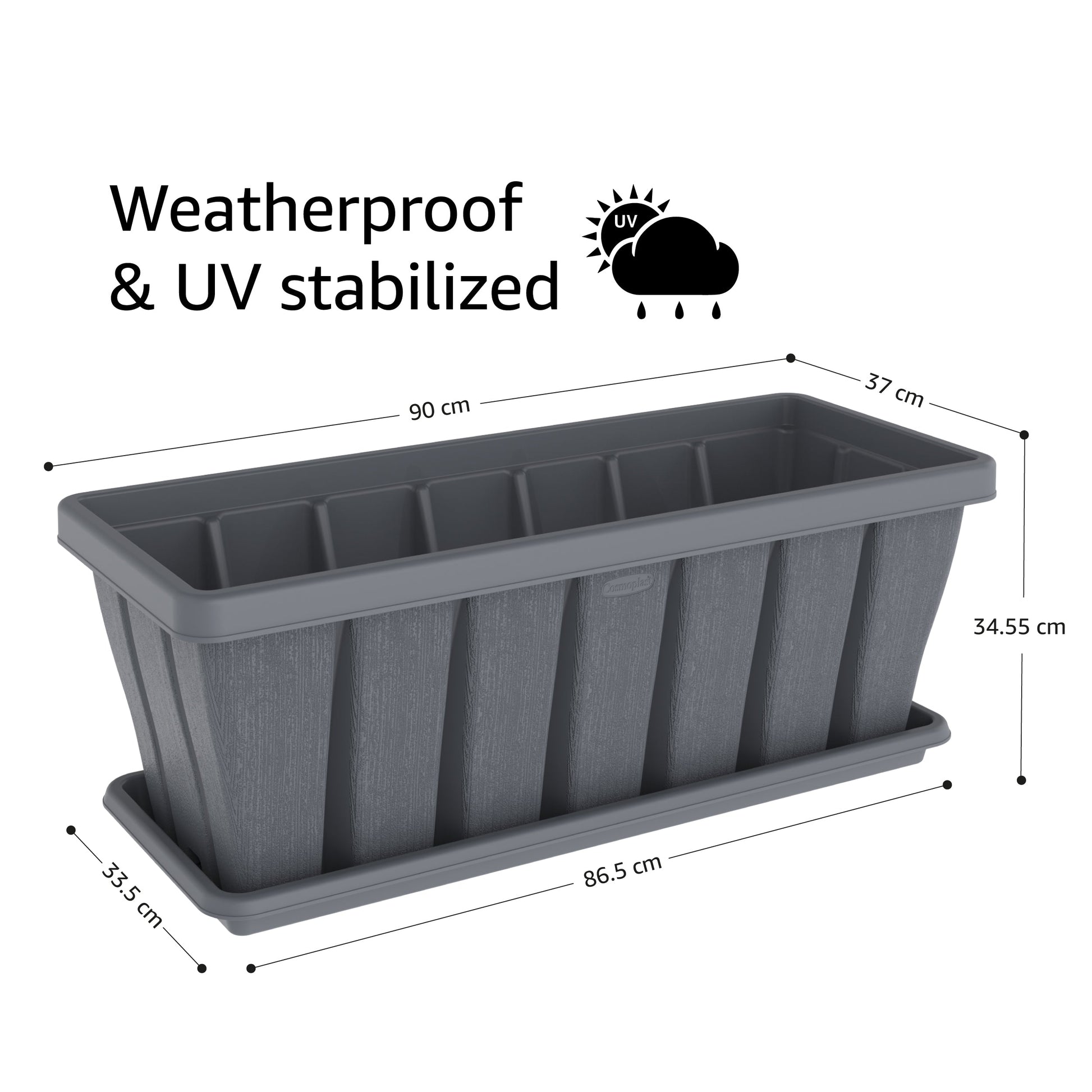 rectangular plastic planter inserts Cosmoplast 36" Cedargrain Rectangular Planter with Tray – Cosmoplast Kuwait