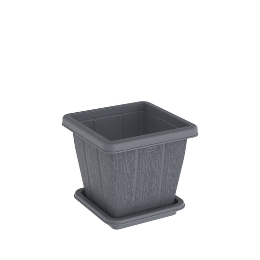 10L Cedargrain Square Planter with Tray - Cosmoplast Kuwait