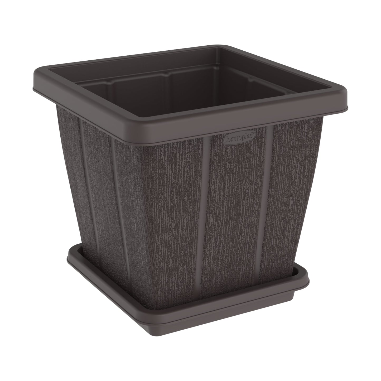 45L Cedargrain Square Planter with Tray - Cosmoplast Kuwait