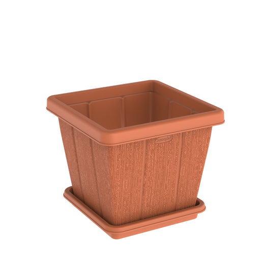 20L Cedargrain Square Planter with Tray - Cosmoplast Kuwait