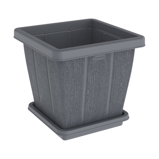 45L Cedargrain Square Planter with Tray - Cosmoplast Kuwait