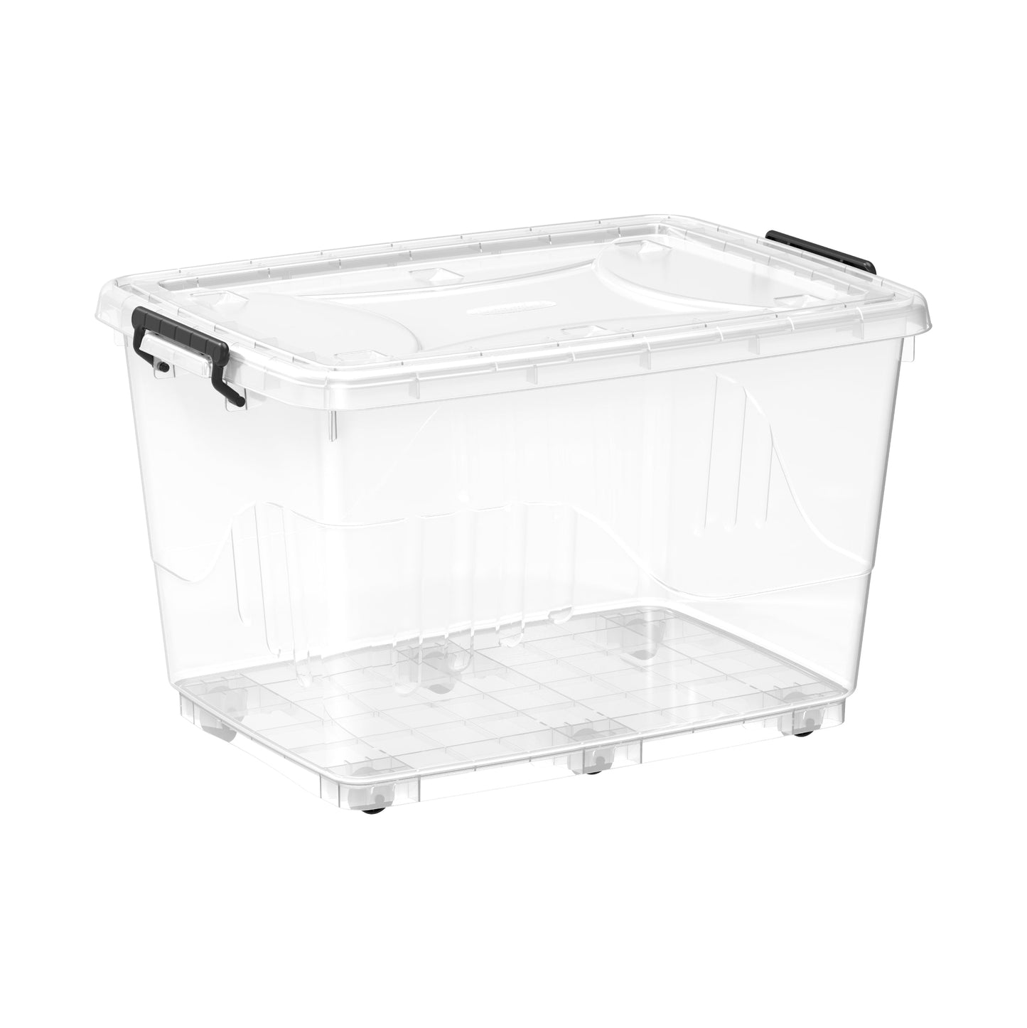 132L Clear Plastic Storage Box with Wheels & Lockable Lid - Cosmoplast Kuwait