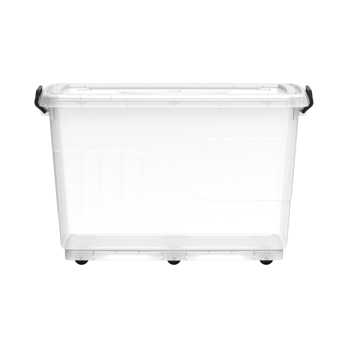 132L Clear Plastic Storage Box with Wheels & Lockable Lid - Cosmoplast Kuwait