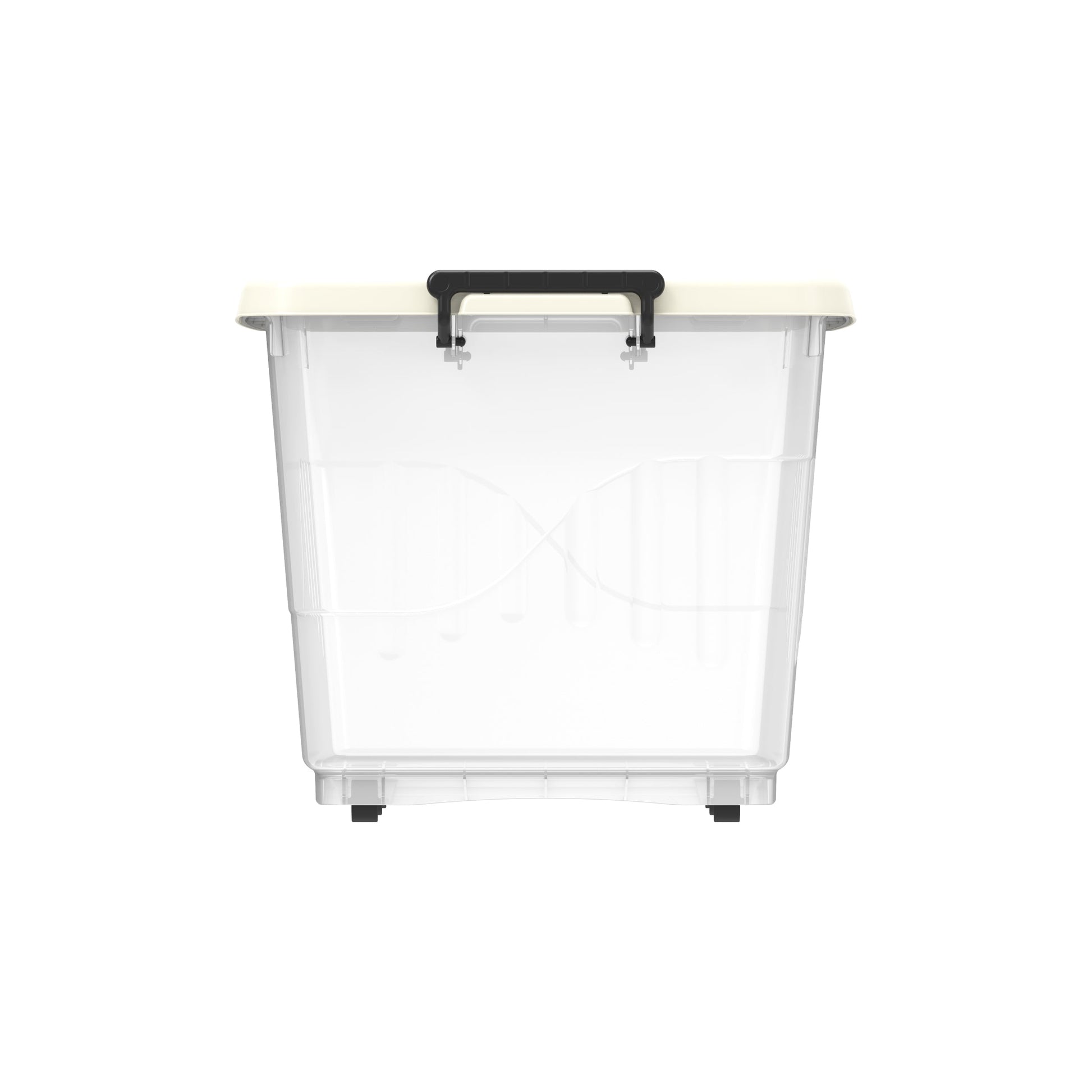 132L Clear Plastic Storage Box with Wheels & Lockable Lid - Cosmoplast Kuwait