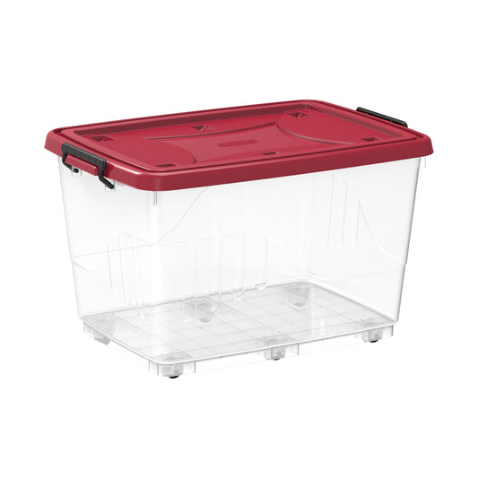 82L Clear Plastic Storage Box with Wheels & Lockable Lid - Cosmoplast Kuwait