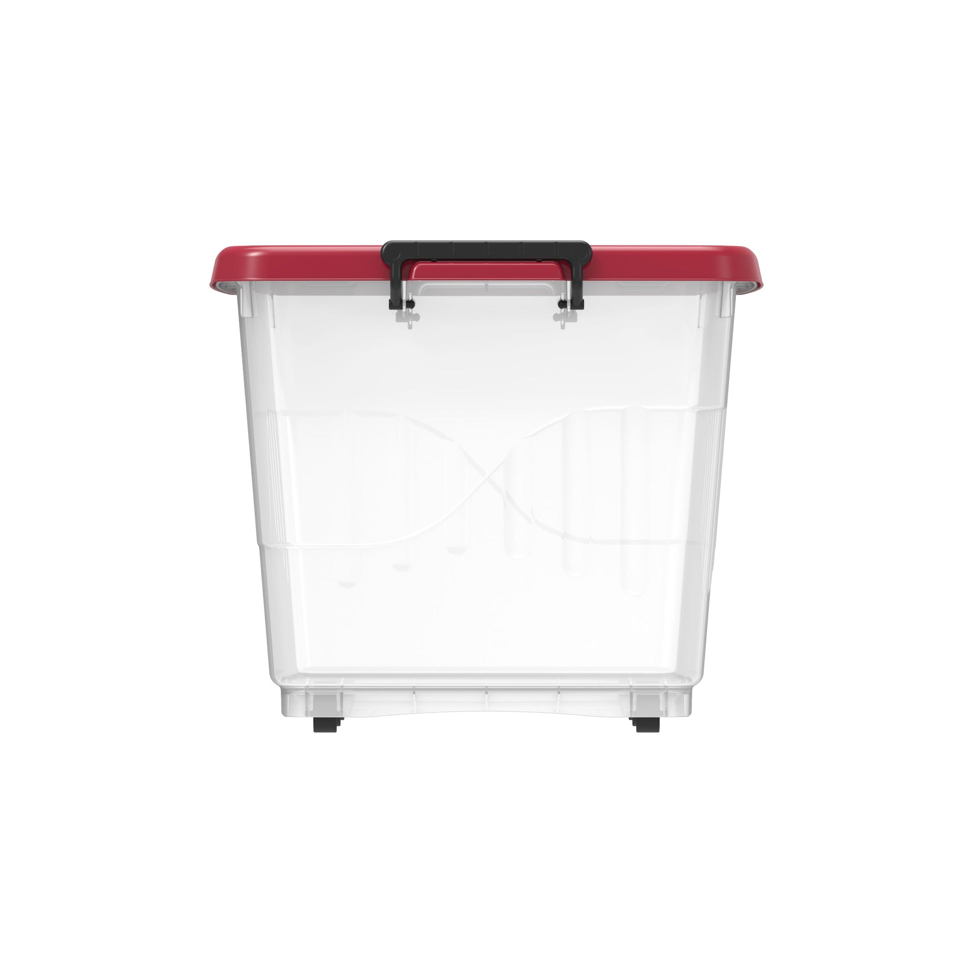 CLEAR PLASTIC STORAGE BOX WITH WHEELS 