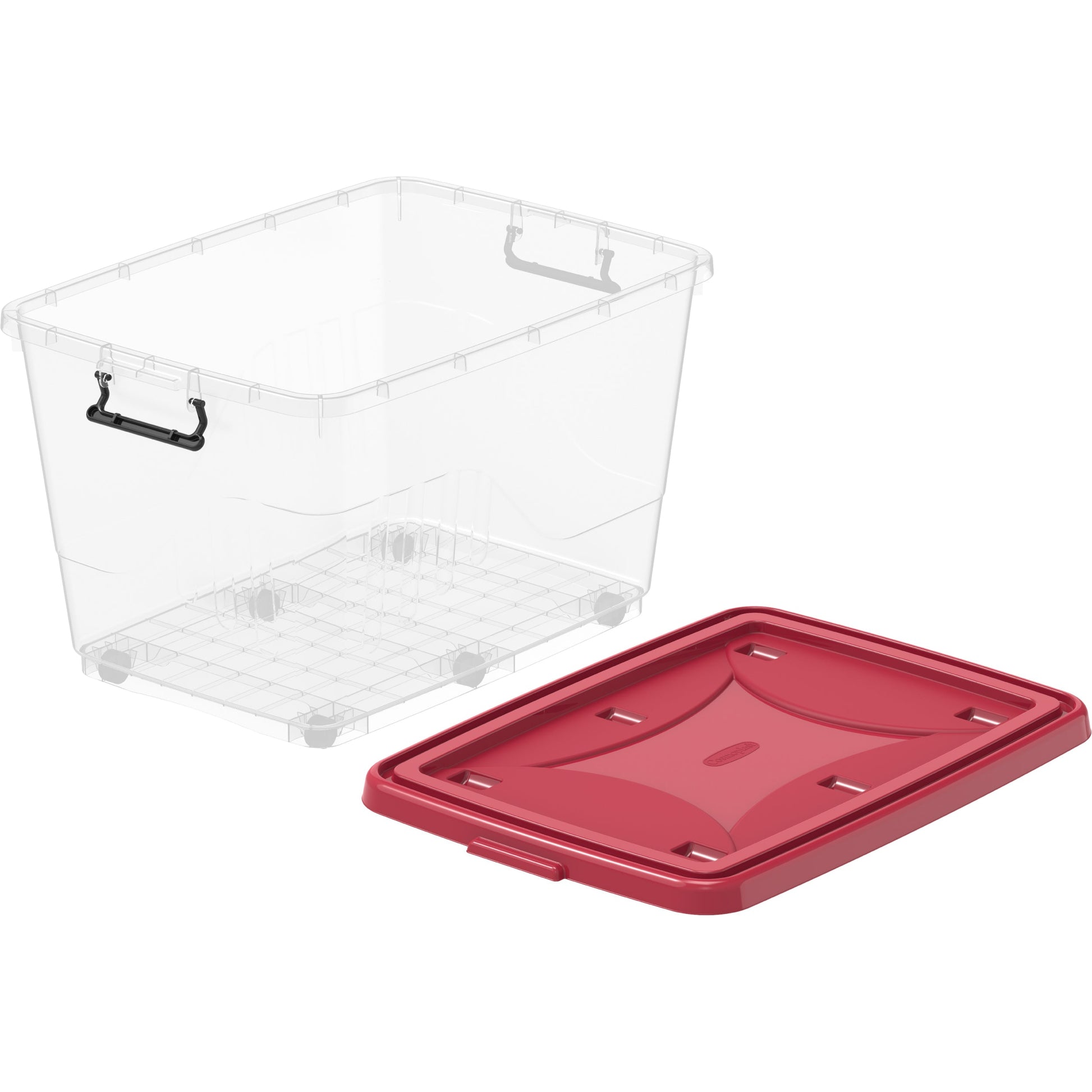 132L Clear Plastic Storage Box with Wheels & Lockable Lid - Cosmoplast Kuwait