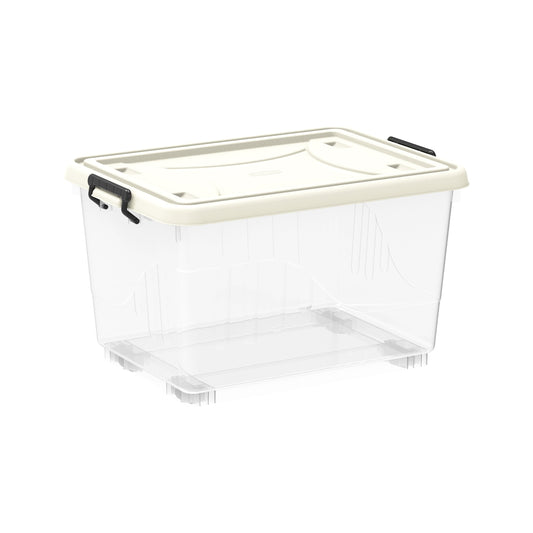 33L Clear Plastic Storage Box with Wheels & Lockable Lid - Cosmoplast Kuwait