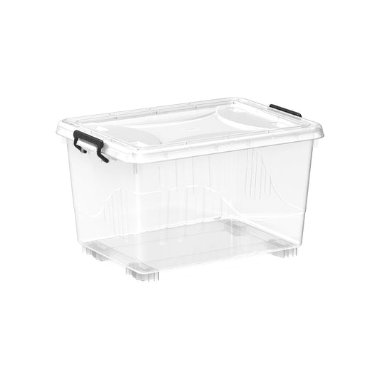 55L Clear Plastic Storage Box with Wheels & Lockable Lid - Cosmoplast Kuwait