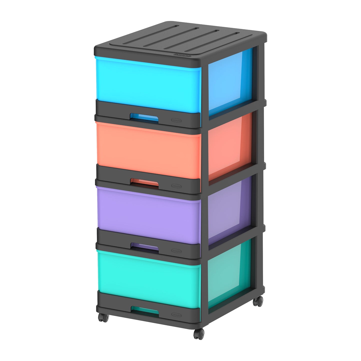 4 Tiers Storage Cabinet with Drawers & Wheels - Cosmoplast Kuwait