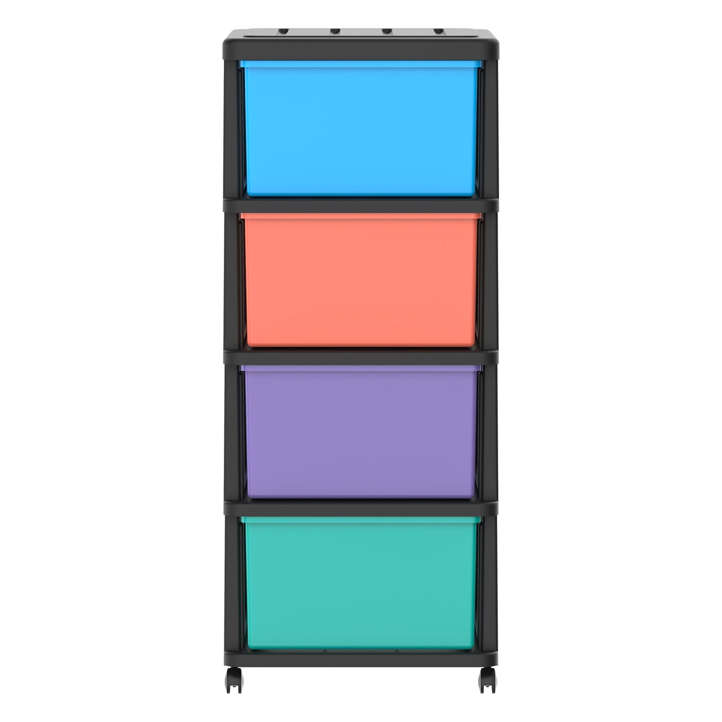 4 Tiers Storage Cabinet with Drawers & Wheels - Cosmoplast Kuwait