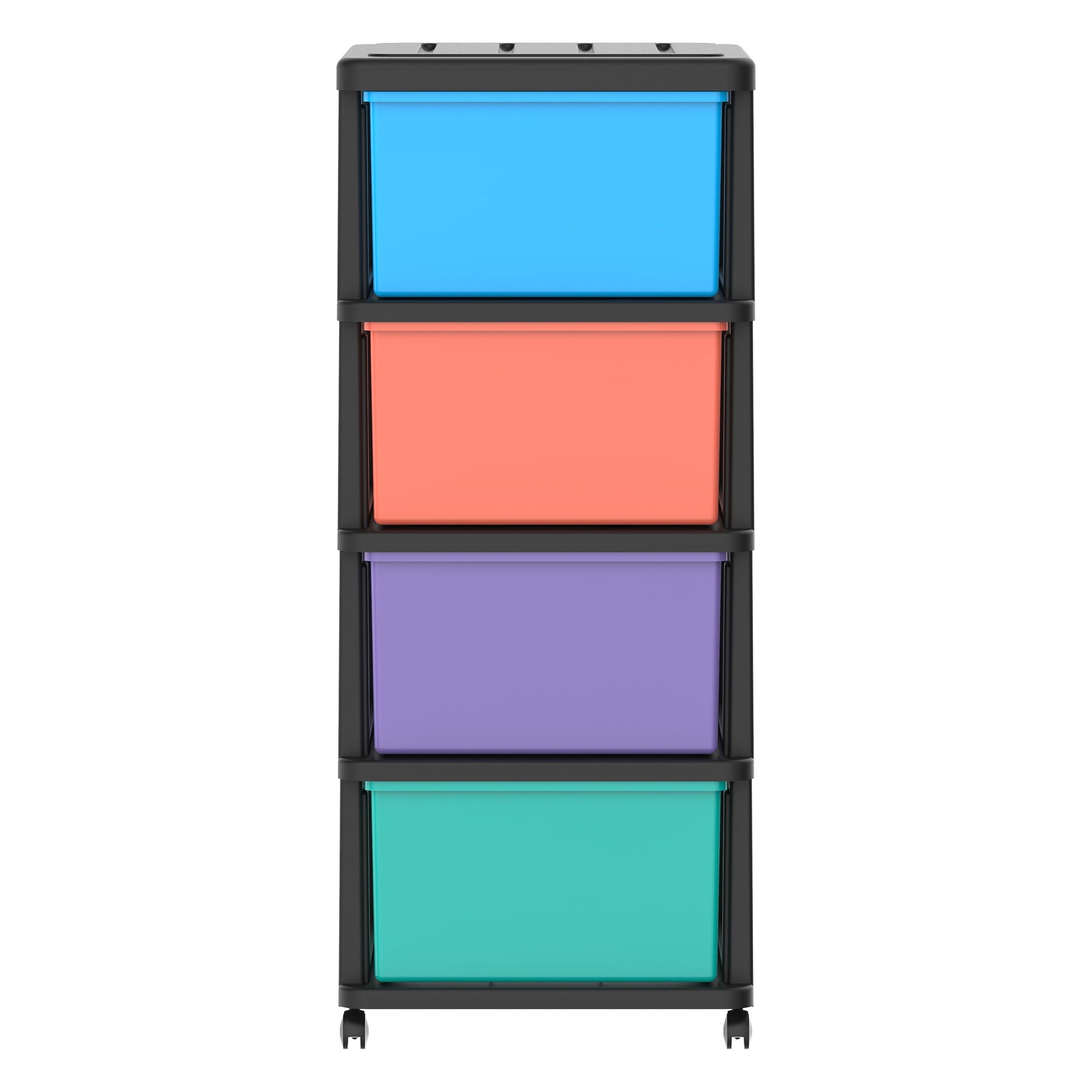 4 Tiers Storage Cabinet with Drawers & Wheels - Cosmoplast Kuwait
