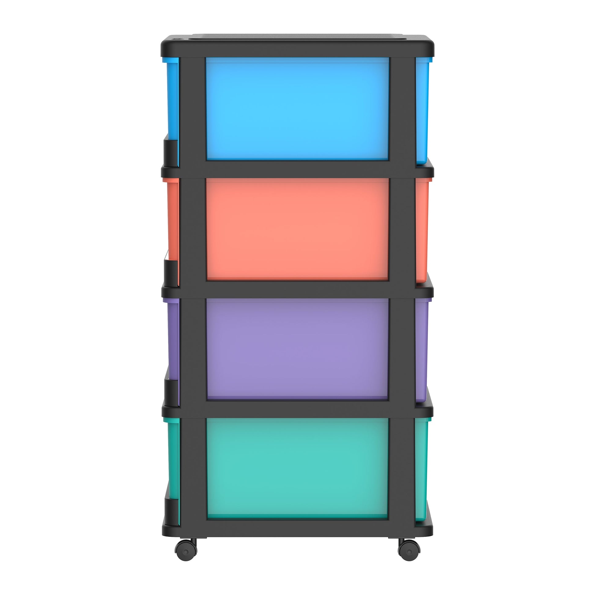 4 Tiers Storage Cabinet with Drawers & Wheels - Cosmoplast Kuwait