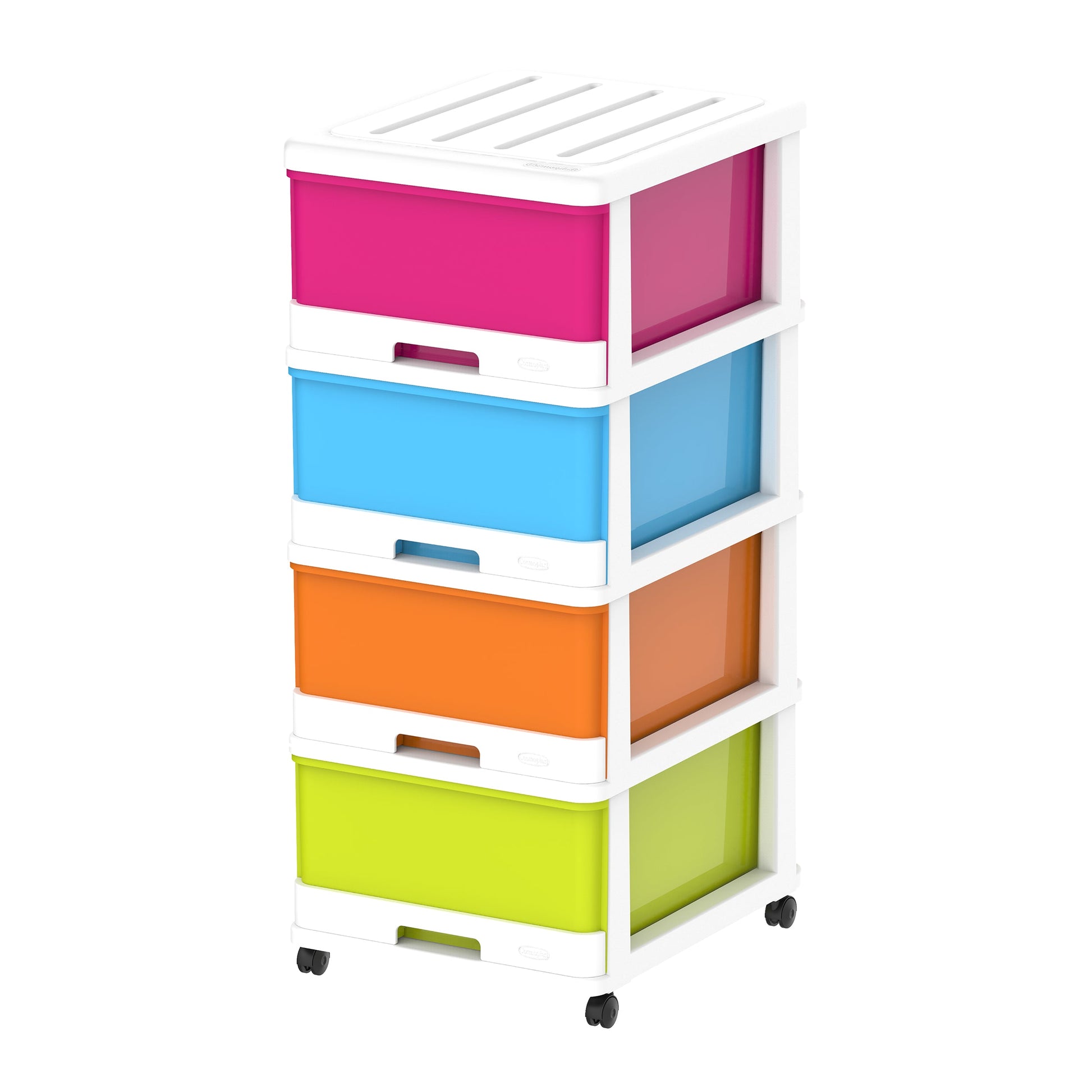 4 Tiers Storage Cabinet with Drawers & Wheels - Cosmoplast Kuwait